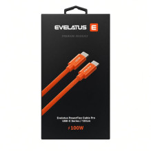 Evelatus USB 2.0 Type C to Type C 1.2M 100W 5A Aluminum housing braiding Orange