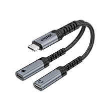 USB-C Garso Ir Įkrovimo Adapteris - UNITEK 15 cm Pilka, Juoda USB-C Garso Ir Įkrovimo Adapteris - UNITEK 15 cm Pilka, Juoda