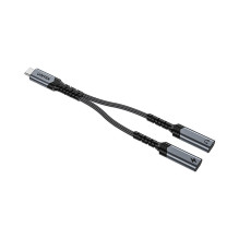 USB-C Garso Ir Įkrovimo Adapteris - UNITEK 15 cm Pilka, Juoda USB-C Garso Ir Įkrovimo Adapteris - UNITEK 15 cm Pilka, Juoda