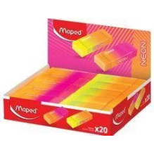 Maped NEON plastmasas dzēšgumiju displejs, 20 gabali, neona oranža un neona rozā, mazputekļu, bez ftalātiem, bez PVC 121