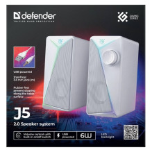 DEFENDER PC SPEAKERS J5 2.0 6W LED USB WHITE 65205 DEFENDER PC SPEAKERS J5 2.0 6W LED USB WHITE 65205