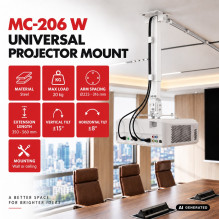 Maclean Universal Projector Mount / Hanger, White, up to 20 kg, MC-206 W Maclean Universal Projector Mount / Hanger, White, up to 20 kg, MC-206 W