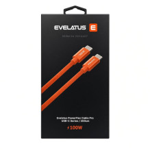 Evelatus PowerFlex Cable Pro USB-C to USB-C 100W PD 5A Fast Charging, USB 2.0 480Mbps, Aluminum Connectors, Braided, 2m 