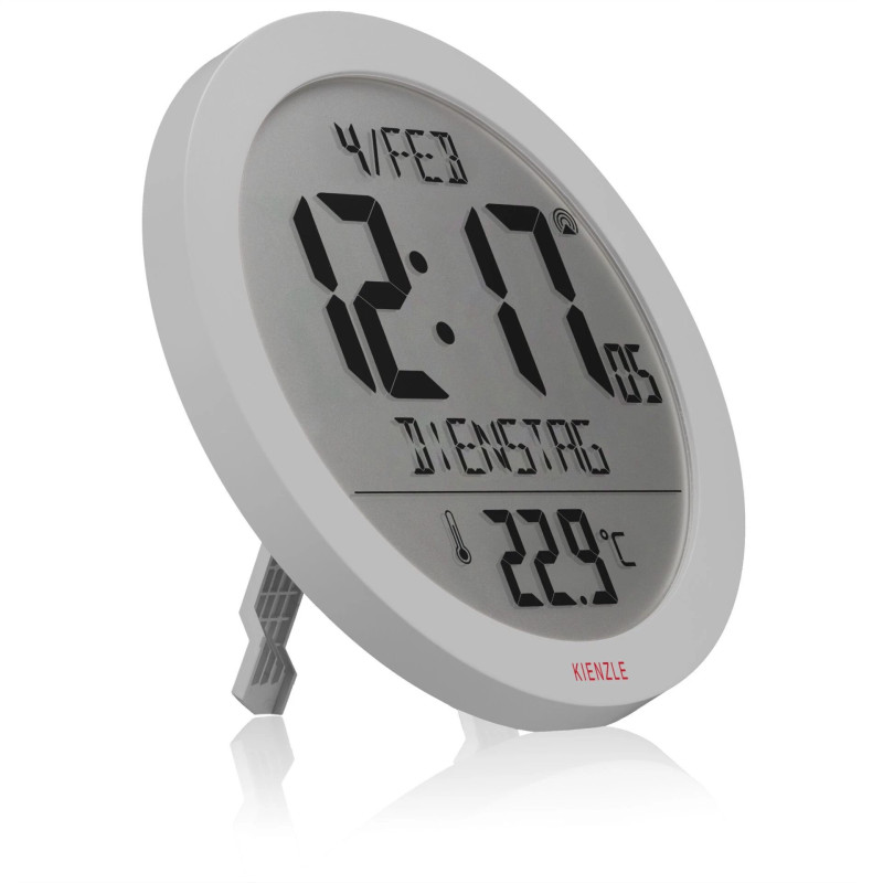 KIENZLE DCF Radio-Controlled Wall Clock with Room Temperature Display, White