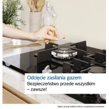 Bosch Serie 6 PPQ7AAI40 Gas hob 75 cm Tempered glass, Black