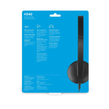 „Logitech H340“ USB kompiuterio ausinės su laidine, galvos juosta, USB A tipo, juodos „Logitech H340“ USB kompiuterio ausinės su laidine, galvos juosta, USB A tipo, juodos