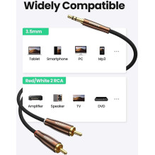 UGREEN AV170 2x RCA cable (Cinch) jack 3.5mm 2m (black)