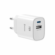 Swissten Edge GaN Kelioninis įkroviklis GaN USB -C PD 45W + USB -A 18W QC