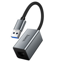 Adapter RJ45 (female) 100Mbp / s to USB A Hoco UA48 metal grey