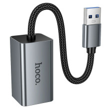 Adapter RJ45 (female) 100Mbp / s to USB A Hoco UA48 metal grey