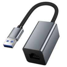 Adapter RJ45 (female) 100Mbp / s to USB A Hoco UA48 metal grey