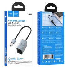 Adapter RJ45 (female) 100Mbp / s to USB A Hoco UA48 metal grey