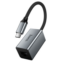 Adapter RJ45 (female) 100Mbp / s to USB C Hoco UA48 metal grey