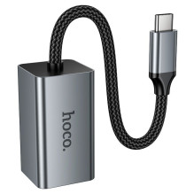 Adapter RJ45 (female) 100Mbp / s to USB C Hoco UA48 metal grey