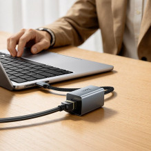 Adapter RJ45 (female) 100Mbp / s to USB C Hoco UA48 metal grey