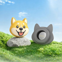 Dog head shapde locator docompatible with Apple Find My Hoco E91K beige