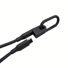 Evelatus Key Silicone Cable USB-C to USB-C 100W PD 5A Fast Charging, 480Mbps, with Keychain Carabiner, 0.2m Gray
