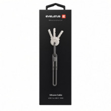 Evelatus Key Silicone Cable USB-C to USB-C 100W PD 5A Fast Charging, 480Mbps, with Keychain Carabiner, 0.2m Gray