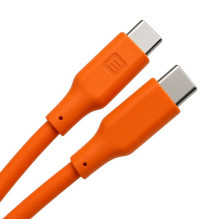 Evelatus Key Silicone Cable USB-C to USB-C 100W PD 5A Fast Charging, 480Mbps, with Keychain Carabiner, 0.2m Orange