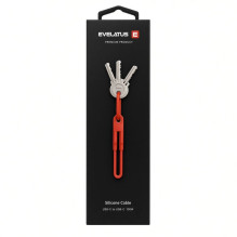 Evelatus Key Silicone Cable USB-C to USB-C 100W PD 5A Fast Charging, 480Mbps, with Keychain Carabiner, 0.2m Orange