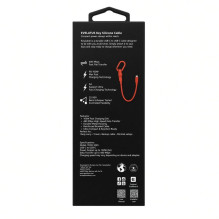 Evelatus Key Silicone Cable USB-C to USB-C 100W PD 5A Fast Charging, 480Mbps, with Keychain Carabiner, 0.2m Orange
