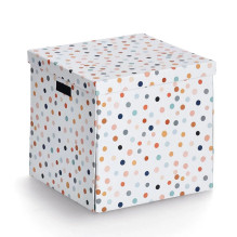 Zeller Dots balta uzglabāšanas kaste ar punktiņiem 33,5 x 33 x 32 cm 14476