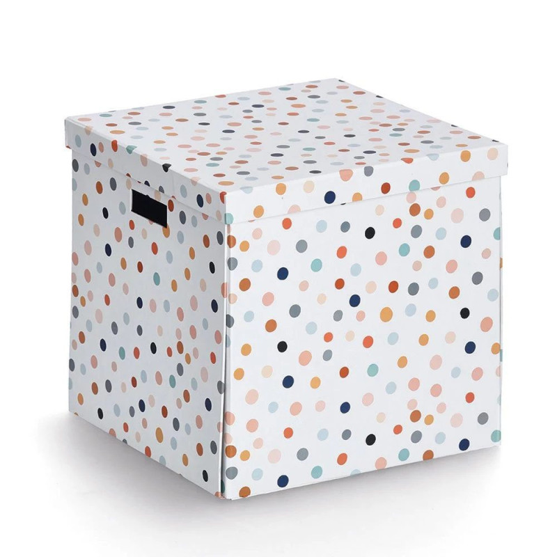 Zeller Dots balta uzglabāšanas kaste ar punktiņiem 33,5 x 33 x 32 cm 14476