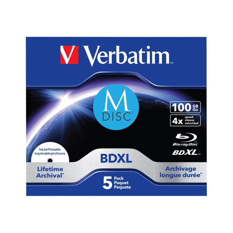 Verbatim M-Disc BD-R XL 100 GB 4x, Jewel Case, 5 gab. (43834)
