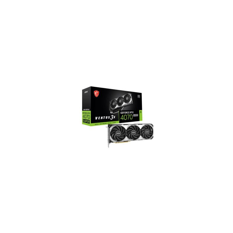 MSI Graphics Card, , NVIDIA GeForce RTX 4070 SUPER, 12 GB, GDDR6X, 192 bit, PCIE 4.0 16x, Triple slot Fansink, 1xHDMI, 3