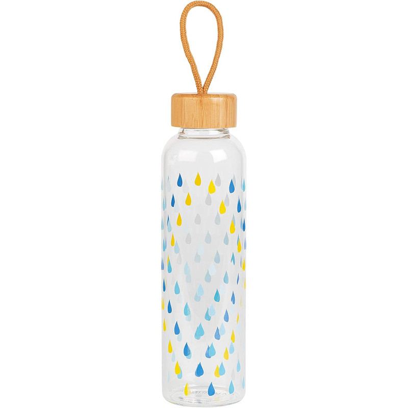 Cambridge CM06991 Raindrops Glass Bottle 550ml with Bamboo Lid