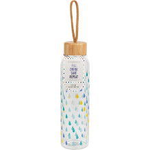 Cambridge CM06991 Raindrops Glass Bottle 550ml with Bamboo Lid