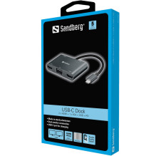 Sandberg 136-35 USB-C Dock 2xHDMI+1xVGA+USB+PD