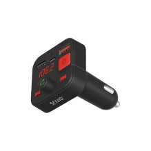 Car Audio System - Savio FM Transmitter, Bluetooth 5.3, QC 3.0, LED Display, Bass Boost