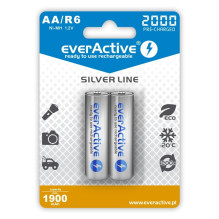 Įkraunamos Baterijos - EverActive Ni-MH R6 AA 2000 mAh Sidabrinės - 2 vnt.