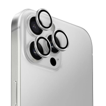 Uniq Optix aliuminio fotoaparato objektyvo apsauga iPhone 16 Pro 6,3&quot; / 16 Pro Max 6,9&quot; sidabrinis fotoaparato