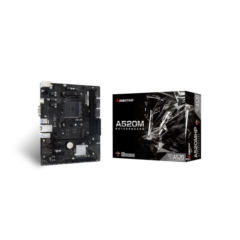 Mainboard, BIOSTAR, AMD A520, SAM4, Micro-ATX, Memory DDR4, Memory slots 2, 2xPCI-Express 3.0 1x, 1xPCI-Express 3.0 16x,