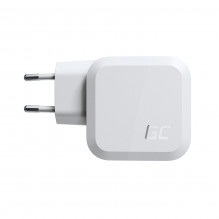 Green Cell White 65W GaN GC PowerGan mains charger for Laptop, MacBook, Phone, Tablet, Nintendo Switch - 2x USB-C, 1x