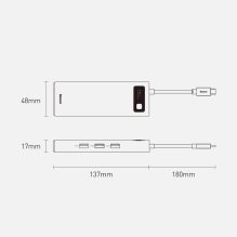 „Baseus Metal Gleam 9in1“ daugiafunkcis USB Type C HUB – 3x USB 3.2 Gen 1 5Gbps / USB Type C PD 100W / VGA Full HD 60Hz 