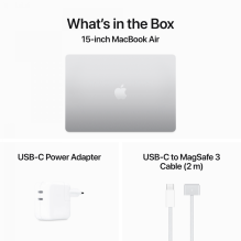 15 colių MacBook Air: Apple M3 lustas su 8 branduolių CPU ir 10 branduolių GPU, 24 GB, 512 GB SSD – sidabrinis, modelis 