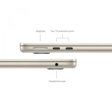 13 colių MacBook Air: Apple M3 lustas su 8 branduolių CPU ir 8 branduolių GPU, 16 GB, 256 GB SSD – Starlight, A3113 mode