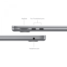 13 colių MacBook Air: Apple M3 lustas su 8 branduolių CPU ir 10 branduolių GPU, 24GB, 512GB SSD – Space Grey, modelis A3