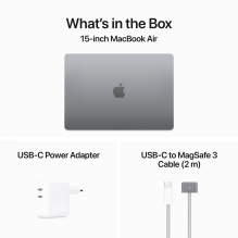 15 colių MacBook Air: Apple M3 lustas su 8 branduolių CPU ir 10 branduolių GPU, 24 GB, 512 GB SSD – Space Grey, modelis 