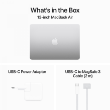 13 colių MacBook Air: Apple M3 lustas su 8 branduolių CPU ir 8 branduolių GPU, 16 GB, 256 GB SSD – sidabrinis, modelis A