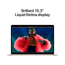 15 colių MacBook Air: Apple M3 lustas su 8 branduolių CPU ir 10 branduolių GPU, 16 GB, 256 GB SSD - Starlight, A3114 mod