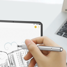 Baseus Golden Cudgel ACPCL-0S dvipusis rašiklis planšetiniams kompiuteriams, telefonams su geliniu rašikliu - sidabrinis