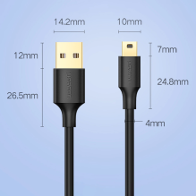 Ugreen 5 pin gold-plated USB cable - mini USB 0.25m black (US132)