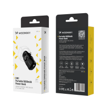 Wozinsky WF16-YLS 5000mAh 15W Lightning Mini Power Bank su įmontuotu USB-C laidu ir Apple Watch įkrovikliu – juodas