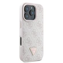 Guess Leather 4G Triangle Strass MagSafe Case for iPhone 16 Pro - Pink