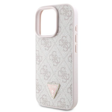 Guess Leather 4G Triangle Strass MagSafe Case for iPhone 16 Pro - Pink