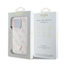 Guess Leather 4G Triangle Strass MagSafe Case for iPhone 16 Pro - Pink